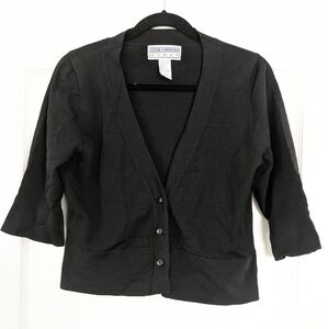 Jessica Howard Cropped Black Cardigan Size 16‎ W V Neck Buttons